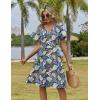 ZEAGOO Womens Summer Sundress Ruffle Short Sleeve Casual Dresses V Neck Floral Wrap A-Line Party Dress with Pockets(Leaf Floral)