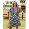 ZEAGOO Womens Summer Sundress Ruffle Short Sleeve Casual Dresses V Neck Floral Wrap A-Line Party Dress with Pockets(Leaf Floral)