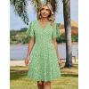 ZEAGOO Womens Summer Sundress Ruffle Short Sleeve Casual Dresses V Neck Floral Wrap A-Line Party Dress with Pockets(Light Green)