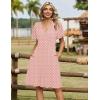 ZEAGOO Womens Summer Sundress Ruffle Short Sleeve Casual Dresses V Neck Floral Wrap A-Line Party Dress with Pockets(Pink Floral)