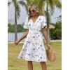 ZEAGOO Womens Summer Sundress Ruffle Short Sleeve Casual Dresses V Neck Floral Wrap A-Line Party Dress with Pockets(White Floral)