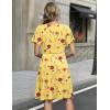ZEAGOO Womens Summer Sundress Ruffle Short Sleeve Casual Dresses V Neck Floral Wrap A-Line Party Dress with Pockets(Yellow Floral 1)