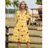 ZEAGOO Womens Summer Sundress Ruffle Short Sleeve Casual Dresses V Neck Floral Wrap A-Line Party Dress with Pockets(Yellow Floral 1)