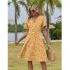 ZEAGOO Womens Summer Sundress Ruffle Short Sleeve Casual Dresses V Neck Floral Wrap A-Line Party Dress with Pockets(Yellow Floral 2)