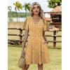 ZEAGOO Womens Summer Sundress Ruffle Short Sleeve Casual Dresses V Neck Floral Wrap A-Line Party Dress with Pockets(Yellow Floral 2)