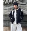 Zeagoo Bomber Jacket Women Varsity Casual Button Down Lightweight 2026 Spring Fashion Short School Outfits with Pockets(A01-black)