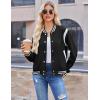 Zeagoo Bomber Jacket Women Varsity Casual Button Down Lightweight 2026 Spring Fashion Short School Outfits with Pockets(A01-black)