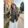 Zeagoo Bomber Jacket Women Varsity Casual Button Down Lightweight 2026 Spring Fashion Short School Outfits with Pockets(Army Green)