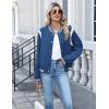 Zeagoo Bomber Jacket Women Varsity Casual Button Down Lightweight 2026 Spring Fashion Short School Outfits with Pockets(Blue)