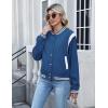Zeagoo Bomber Jacket Women Varsity Casual Button Down Lightweight 2026 Spring Fashion Short School Outfits with Pockets(Blue)