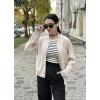 Zeagoo Bomber Jacket Women Varsity Casual Button Down Lightweight 2026 Spring Fashion Short School Outfits with Pockets(Champagne)