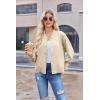 Zeagoo Bomber Jacket Women Varsity Casual Button Down Lightweight 2026 Spring Fashion Short School Outfits with Pockets(Champagne)