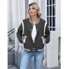 Zeagoo Bomber Jacket Women Varsity Casual Button Down Lightweight 2026 Spring Fashion Short School Outfits with Pockets(Dark Grey)