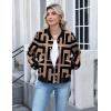 Zeagoo Bomber Jacket Women Varsity Casual Button Down Lightweight 2026 Spring Fashion Short School Outfits with Pockets(Geometric)