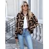 Zeagoo Bomber Jacket Women Varsity Casual Button Down Lightweight 2026 Spring Fashion Short School Outfits with Pockets(Geometric)
