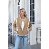 Zeagoo Bomber Jacket Women Varsity Casual Button Down Lightweight 2026 Spring Fashion Short School Outfits with Pockets(Khaki Striped)