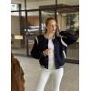 Zeagoo Bomber Jacket Women Varsity Casual Button Down Lightweight 2026 Spring Fashion Short School Outfits with Pockets(Navy Blue)