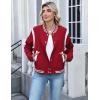 Zeagoo Bomber Jacket Women Varsity Casual Button Down Lightweight 2026 Spring Fashion Short School Outfits with Pockets(Red)