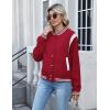 Zeagoo Bomber Jacket Women Varsity Casual Button Down Lightweight 2026 Spring Fashion Short School Outfits with Pockets(Red)