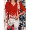 Zeagoo Hoodies for Women Long Sleeve Drawstring V Neck Pullover Sweatshirts Shirts Loose Casual Fall Tops(02-christmas Red)