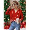 Zeagoo Hoodies for Women Long Sleeve Drawstring V Neck Pullover Sweatshirts Shirts Loose Casual Fall Tops(02-christmas Red)