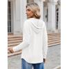 Zeagoo Hoodies for Women Long Sleeve Drawstring V Neck Pullover Sweatshirts Shirts Loose Casual Fall Tops(02-white)