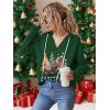 Zeagoo Hoodies for Women Long Sleeve Drawstring V Neck Pullover Sweatshirts Shirts Loose Casual Fall Tops(03-christmas Green)