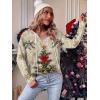 Zeagoo Hoodies for Women Long Sleeve Drawstring V Neck Pullover Sweatshirts Shirts Loose Casual Fall Tops(04-christmas Khaki)