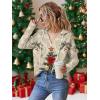 Zeagoo Hoodies for Women Long Sleeve Drawstring V Neck Pullover Sweatshirts Shirts Loose Casual Fall Tops(04-christmas Khaki)