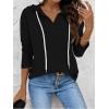Zeagoo Hoodies for Women Long Sleeve Drawstring V Neck Pullover Sweatshirts Shirts Loose Casual Fall Tops(Black)