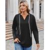 Zeagoo Hoodies for Women Long Sleeve Drawstring V Neck Pullover Sweatshirts Shirts Loose Casual Fall Tops(Black)