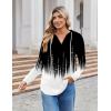 Zeagoo Hoodies for Women Long Sleeve Drawstring V Neck Pullover Sweatshirts Shirts Loose Casual Fall Tops(Blackwhite)