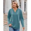Zeagoo Hoodies for Women Long Sleeve Drawstring V Neck Pullover Sweatshirts Shirts Loose Casual Fall Tops(Blue Green)