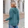 Zeagoo Hoodies for Women Long Sleeve Drawstring V Neck Pullover Sweatshirts Shirts Loose Casual Fall Tops(Blue Green)