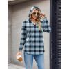 Zeagoo Hoodies for Women Long Sleeve Drawstring V Neck Pullover Sweatshirts Shirts Loose Casual Fall Tops(Blue Plaid)
