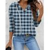 Zeagoo Hoodies for Women Long Sleeve Drawstring V Neck Pullover Sweatshirts Shirts Loose Casual Fall Tops(Blue Plaid)