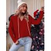 Zeagoo Hoodies for Women Long Sleeve Drawstring V Neck Pullover Sweatshirts Shirts Loose Casual Fall Tops(Bright Red)