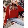 Zeagoo Hoodies for Women Long Sleeve Drawstring V Neck Pullover Sweatshirts Shirts Loose Casual Fall Tops(Bright Red)
