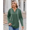 Zeagoo Hoodies for Women Long Sleeve Drawstring V Neck Pullover Sweatshirts Shirts Loose Casual Fall Tops(Green)