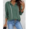 Zeagoo Hoodies for Women Long Sleeve Drawstring V Neck Pullover Sweatshirts Shirts Loose Casual Fall Tops(Green)