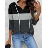 Zeagoo Hoodies for Women Long Sleeve Drawstring V Neck Pullover Sweatshirts Shirts Loose Casual Fall Tops(Grey Black)