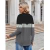 Zeagoo Hoodies for Women Long Sleeve Drawstring V Neck Pullover Sweatshirts Shirts Loose Casual Fall Tops(Grey Black)