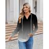 Zeagoo Hoodies for Women Long Sleeve Drawstring V Neck Pullover Sweatshirts Shirts Loose Casual Fall Tops(Grey Gradient)