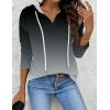 Zeagoo Hoodies for Women Long Sleeve Drawstring V Neck Pullover Sweatshirts Shirts Loose Casual Fall Tops(Grey Gradient)