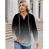 Zeagoo Hoodies for Women Long Sleeve Drawstring V Neck Pullover Sweatshirts Shirts Loose Casual Fall Tops(Grey Gradient)