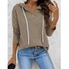 Zeagoo Hoodies for Women Long Sleeve Drawstring V Neck Pullover Sweatshirts Shirts Loose Casual Fall Tops(Khaki)