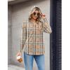 Zeagoo Hoodies for Women Long Sleeve Drawstring V Neck Pullover Sweatshirts Shirts Loose Casual Fall Tops(Khaki Plaid)