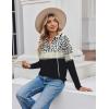 Zeagoo Hoodies for Women Long Sleeve Drawstring V Neck Pullover Sweatshirts Shirts Loose Casual Fall Tops(Leopard Black)