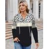 Zeagoo Hoodies for Women Long Sleeve Drawstring V Neck Pullover Sweatshirts Shirts Loose Casual Fall Tops(Leopard Black)