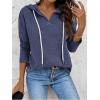 Zeagoo Hoodies for Women Long Sleeve Drawstring V Neck Pullover Sweatshirts Shirts Loose Casual Fall Tops(Navy Blue)